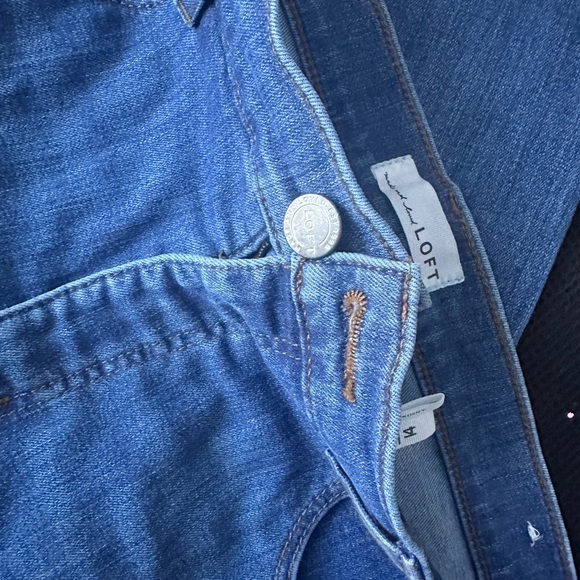 #2 LOFT JEANS SKINNY RAW RUFFLED LEGS BLUE SIZE 32 - Picture 8 of 9